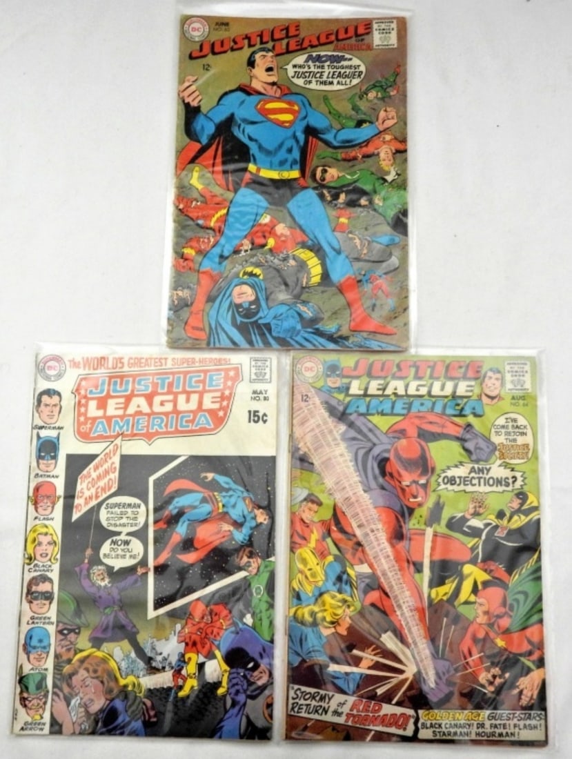 (3) JUSTICE LEAGUE of AMERICA 12c/15c: #63, #64, #80 - GOOD/VG