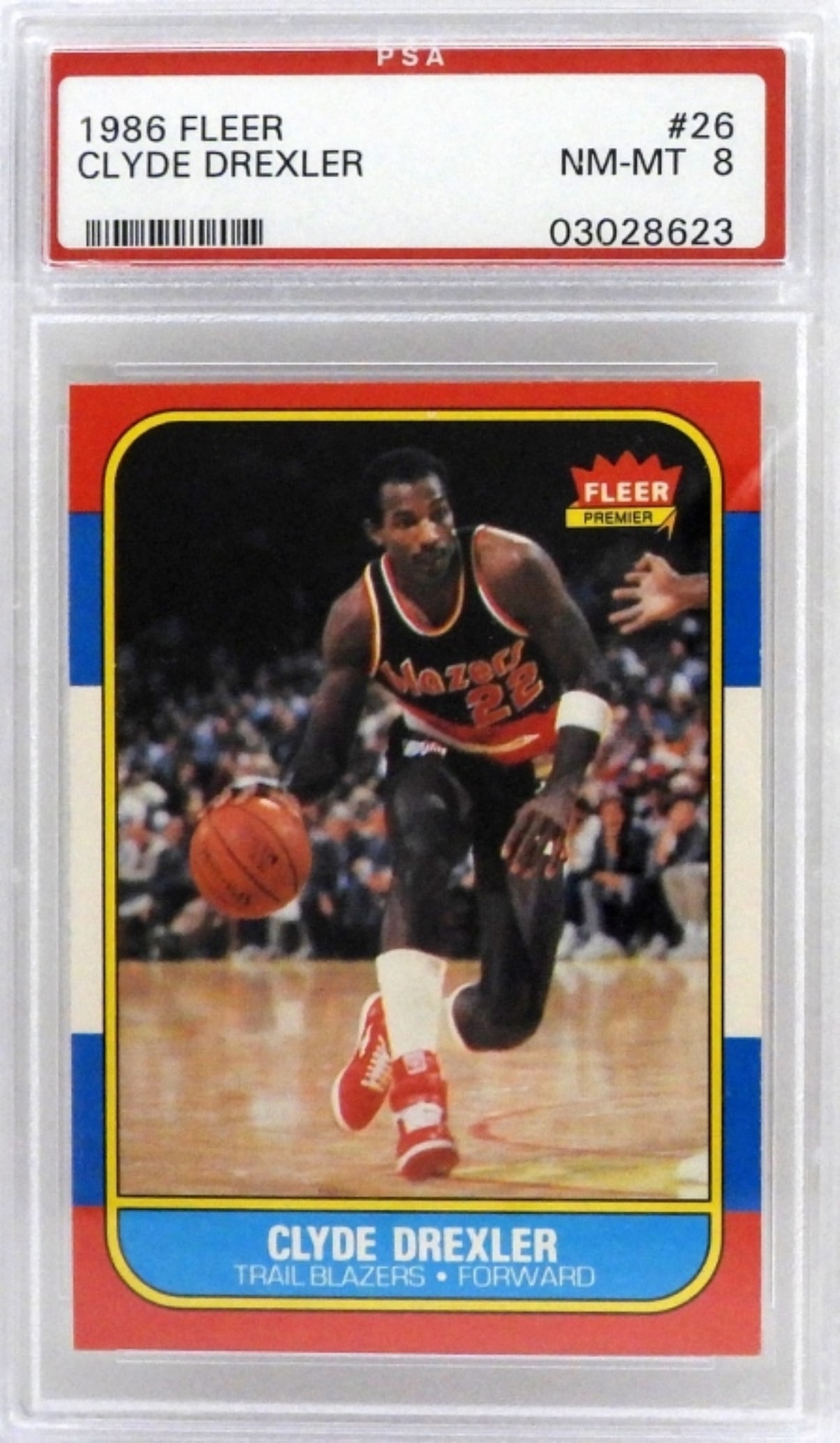 1986 FLEER CLYDE DREXLER #26 PSA 8 NM-MT (1 of 2)