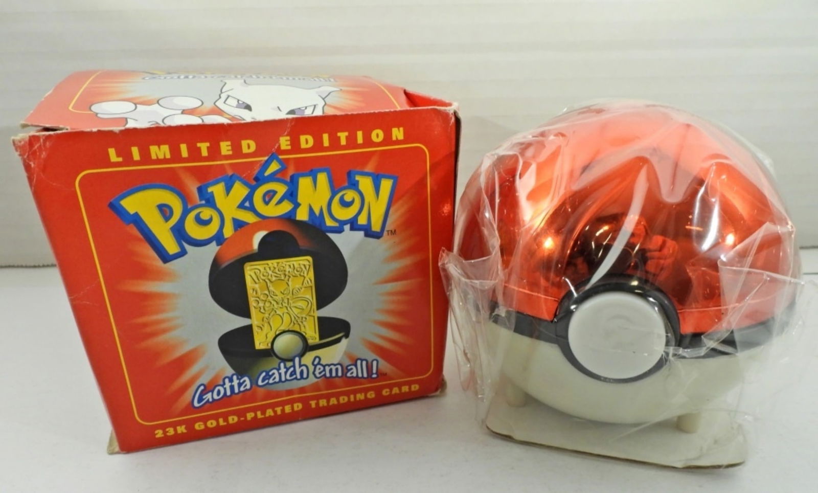 Pokemon 1999 23k Gold Plated Trading Card: Burger King Promo - MEWTWO (In Original Box / Pokeball) - Box shows wear)