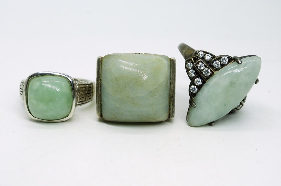 (3) Jade Sterling Rings (1 of 3)