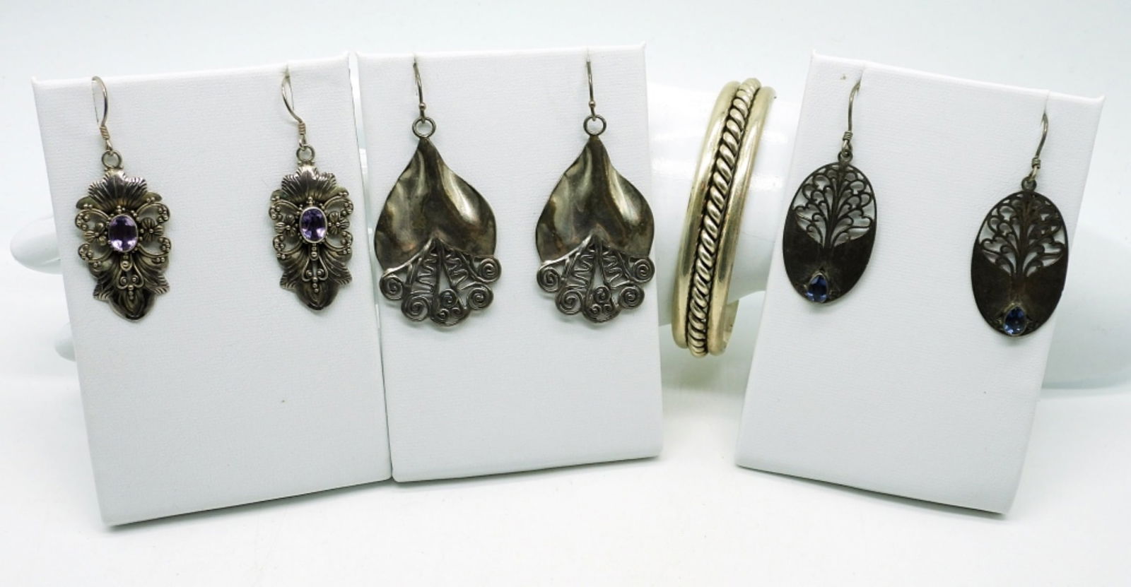 Vintage Sterling Earrings & Cuff Bracelet (1 of 4)