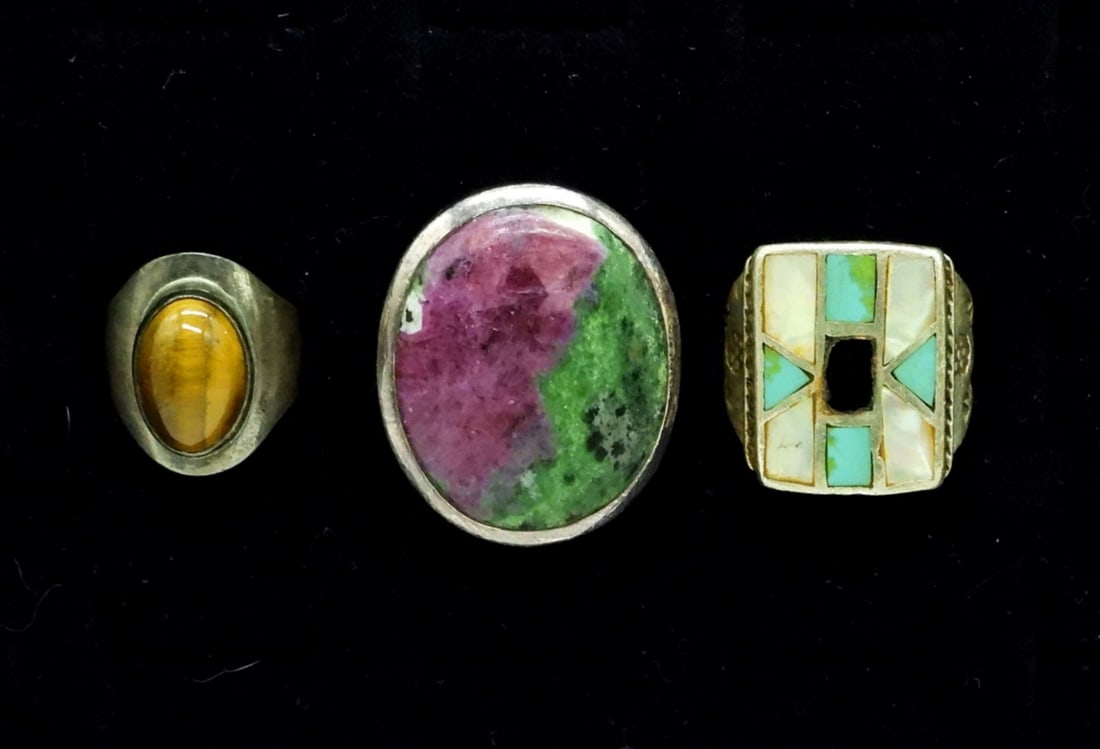 (3) Sterling Gemstone Rings (1 of 3)