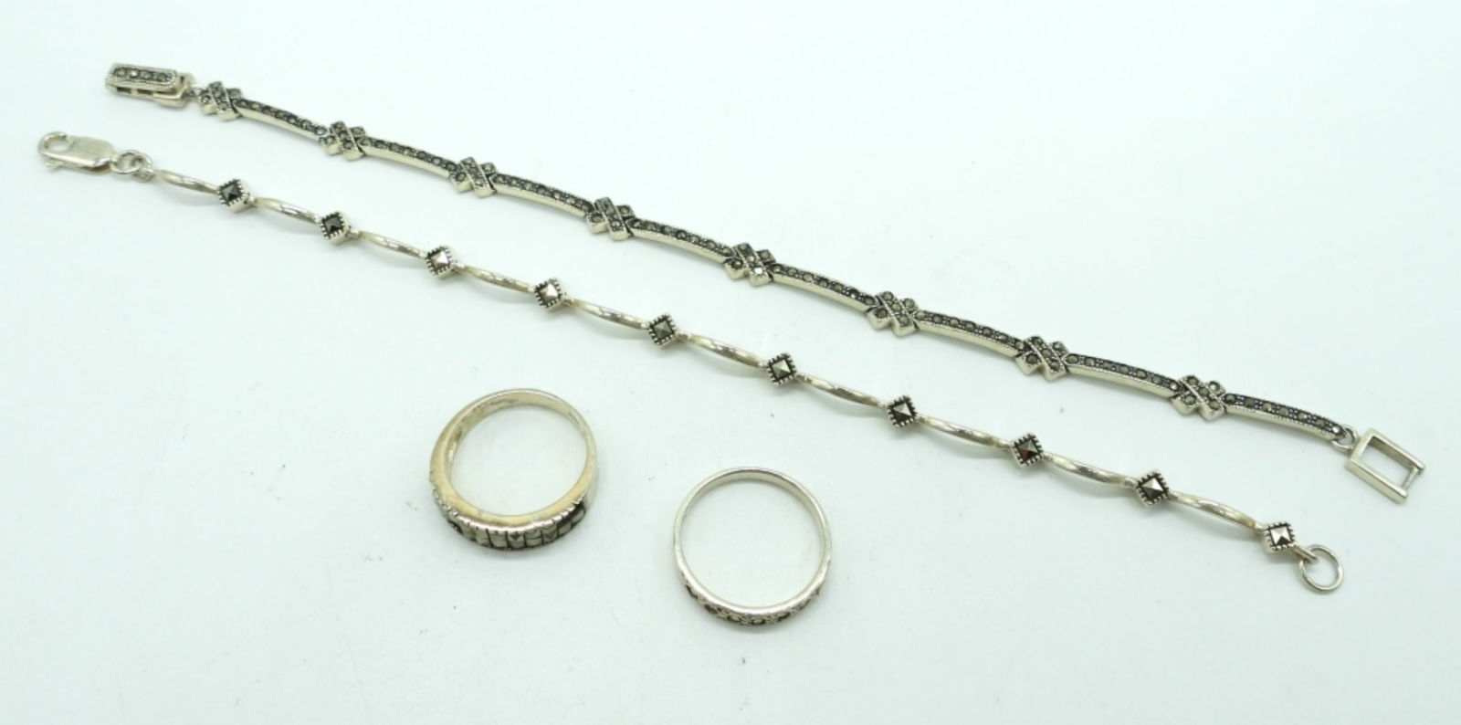 Sterling Marcasite Bracelets & Rings Set (1 of 2)