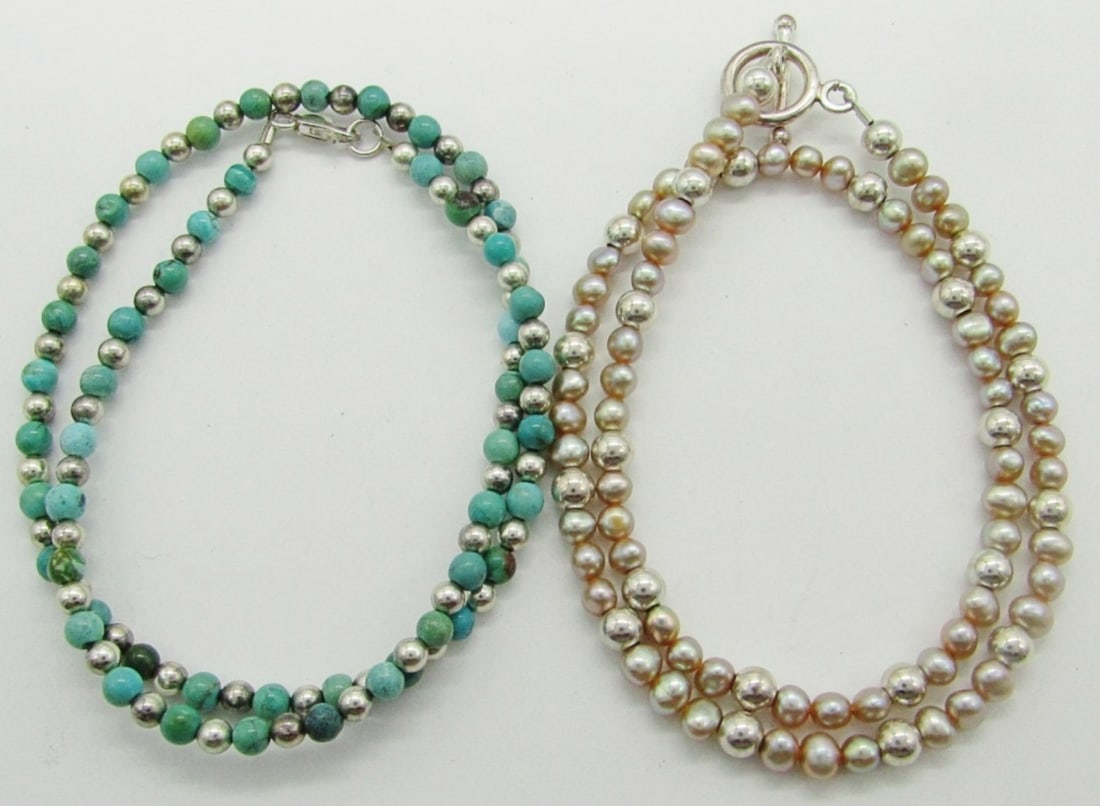 (2) 16" Turquoise & Potato Pearl Necklaces (1 of 3)