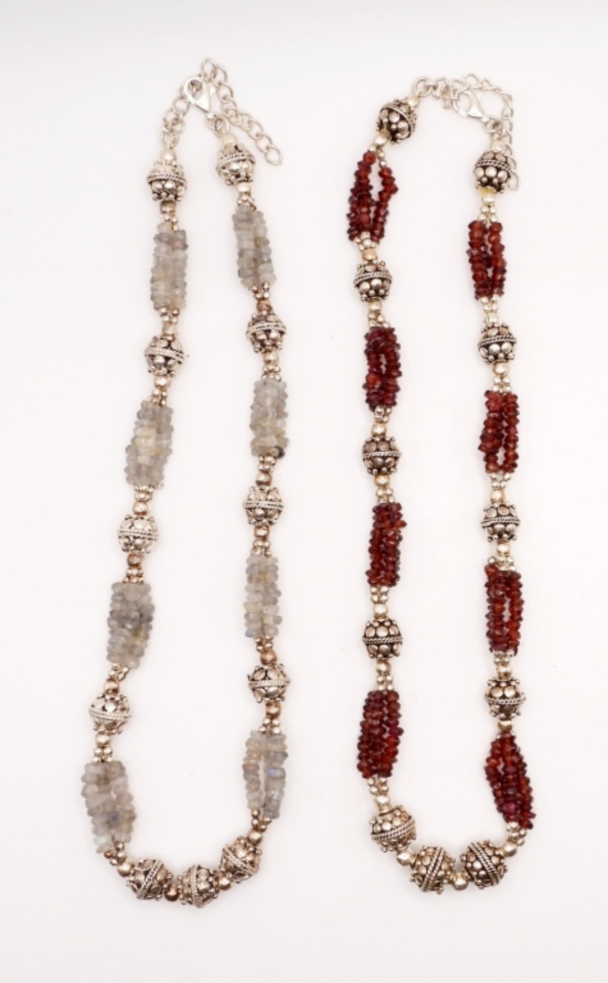 925 Labradorite & Garnet Necklaces: Both are 16 inches long extender. These are gorgeous Boho style necklaces! (DWT 63)