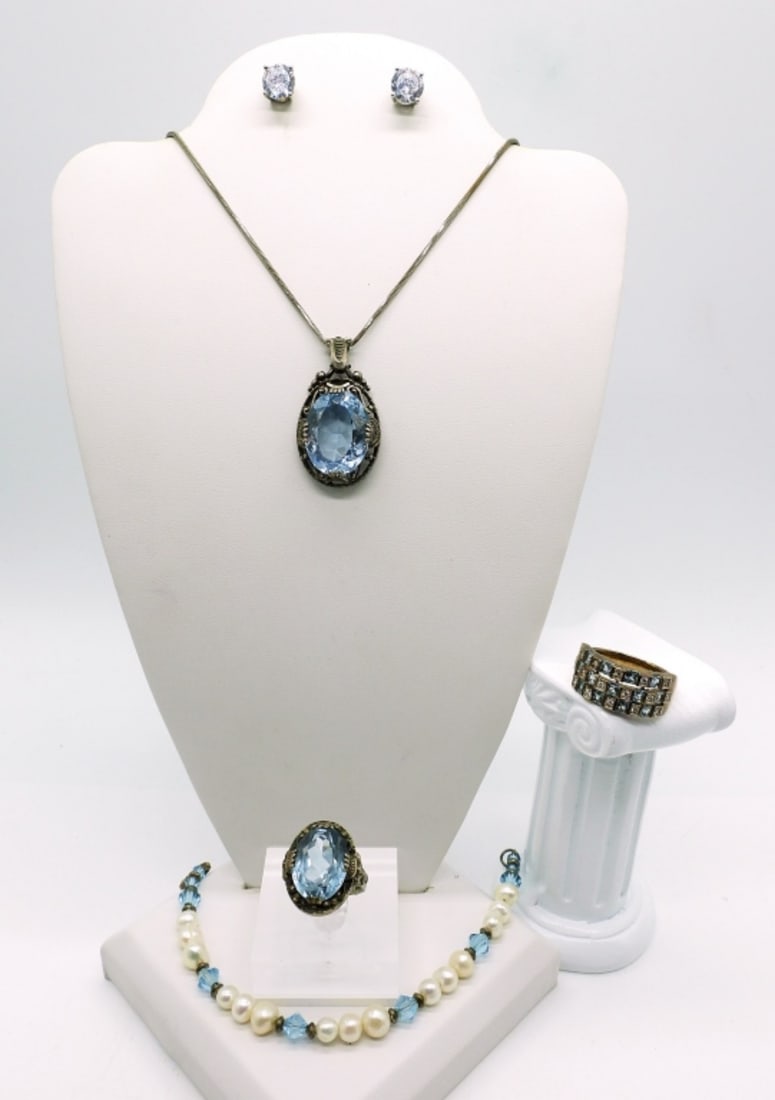 Light Blue Vintage 925 Art Deco (1 of 3)