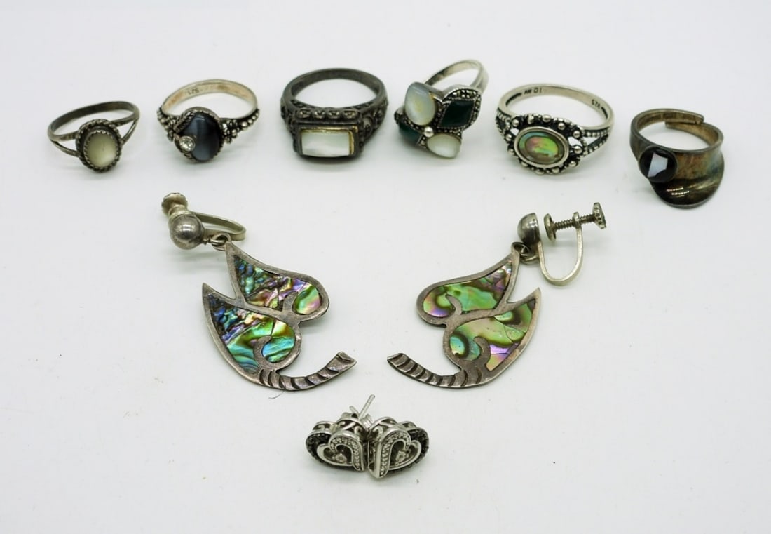 (8) Vintage Gemstone Rings & Earrings 925 (1 of 3)