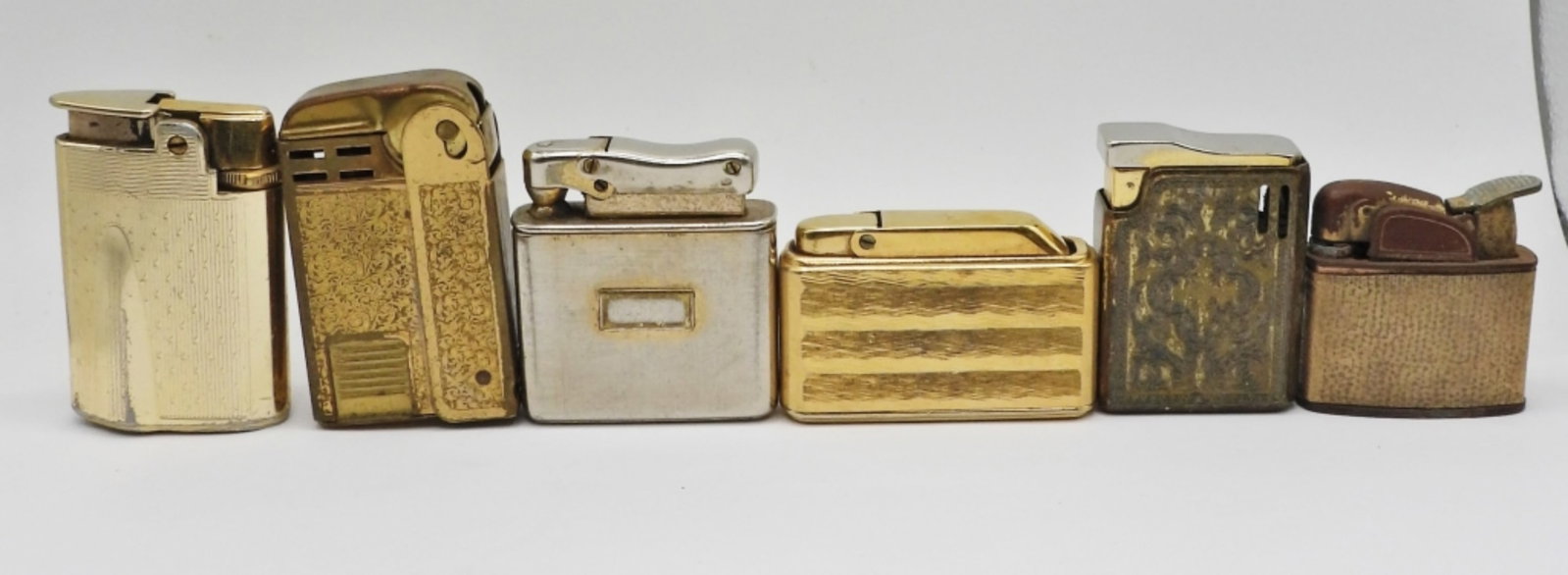 (6) GOLD TONE VINTAGE LIGHTERS: VARIOUS BRANDS