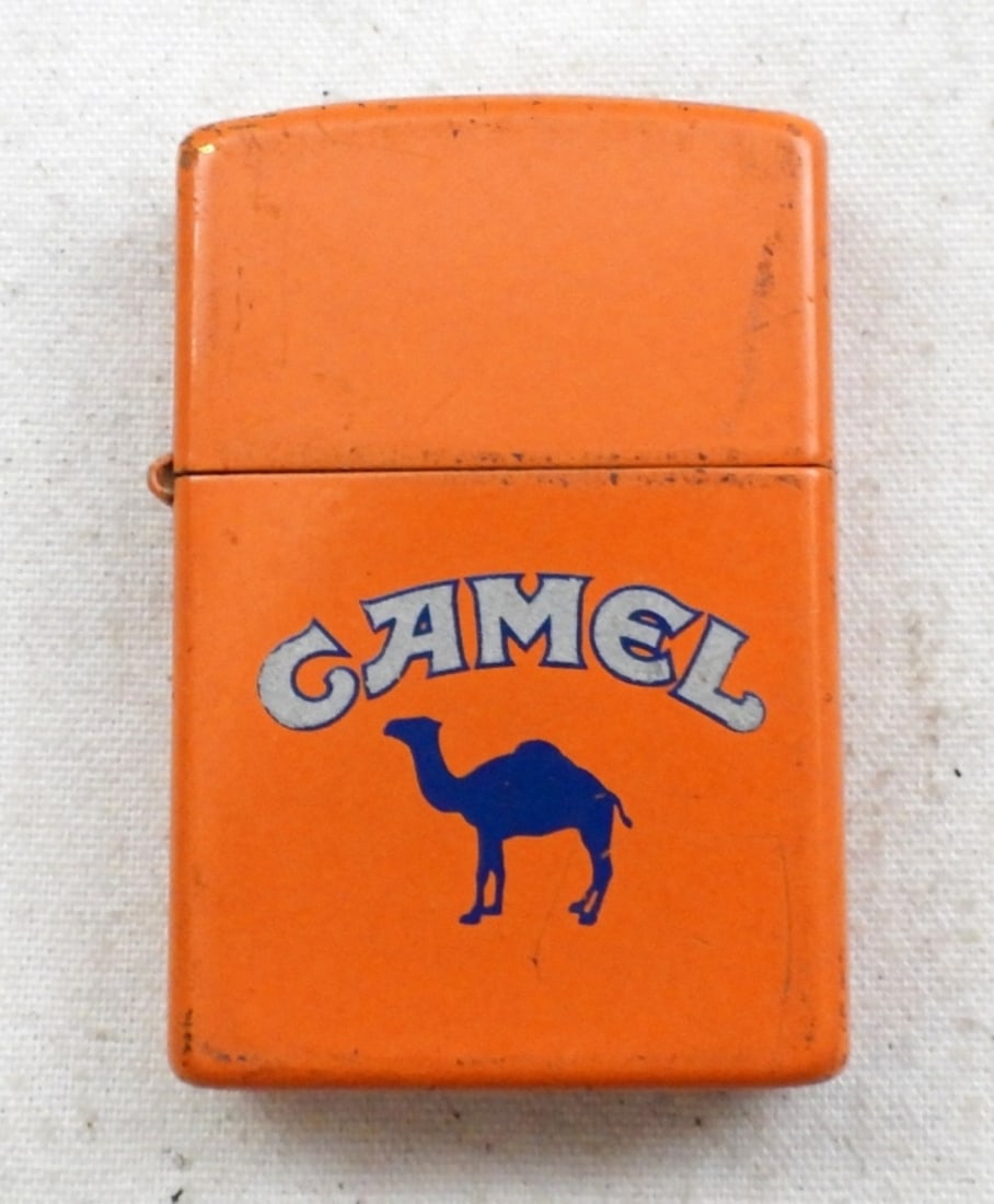 ORANGE CAMEL ADVERTISING FIRED ZIPPO LIGHTER: FIRED, NOT IN A BOX