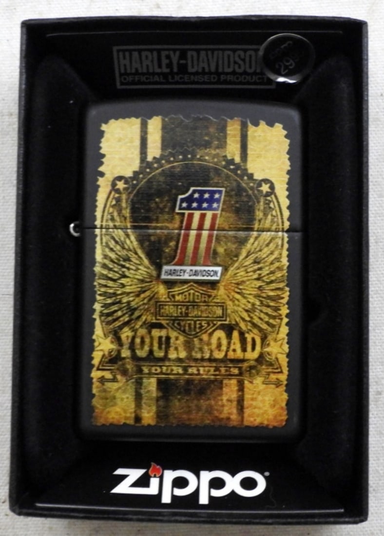 2013 UNFIRED HARLEY-DAVIDSON ZIPPO LIGHTER: MATTE BLACK , IN THE BOX