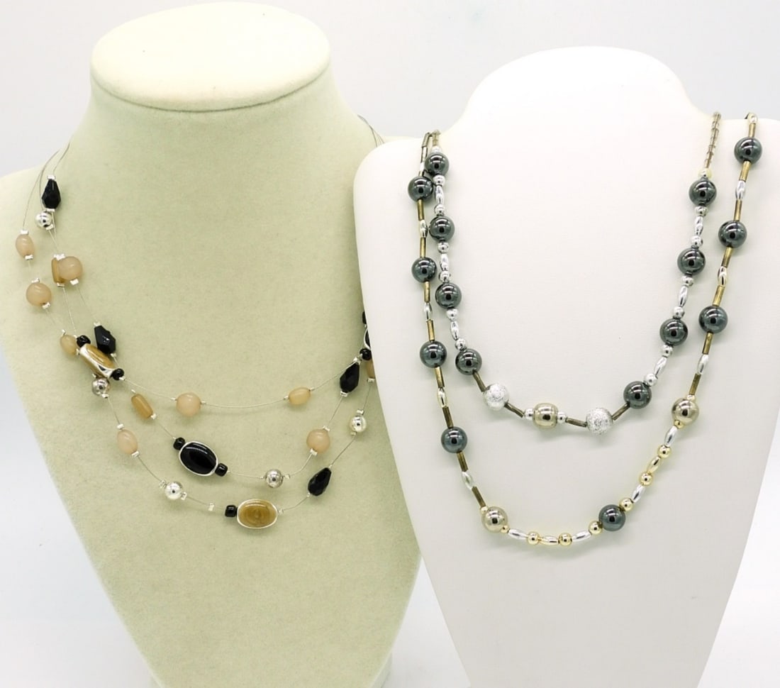 3 Beaded Hematite Wire Necklaces (1 of 4)