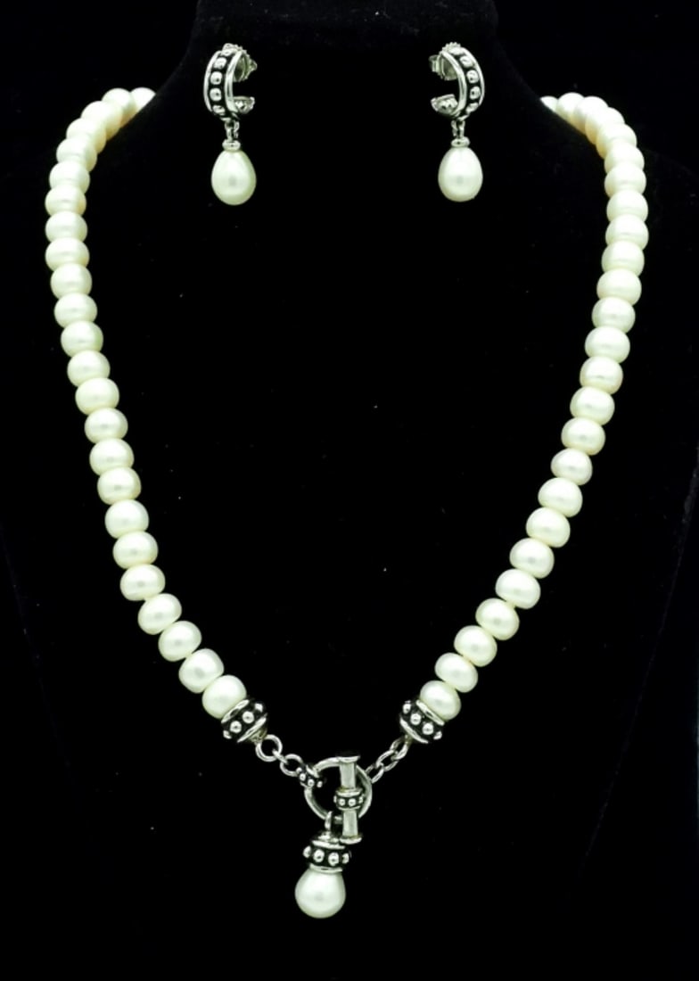 Natural Pearl Necklace & Earrings (1 of 3)