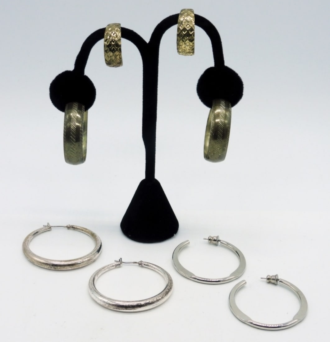 Four Pair of Mixed Metal Hoop Fashion Earrings (1 of 3)
