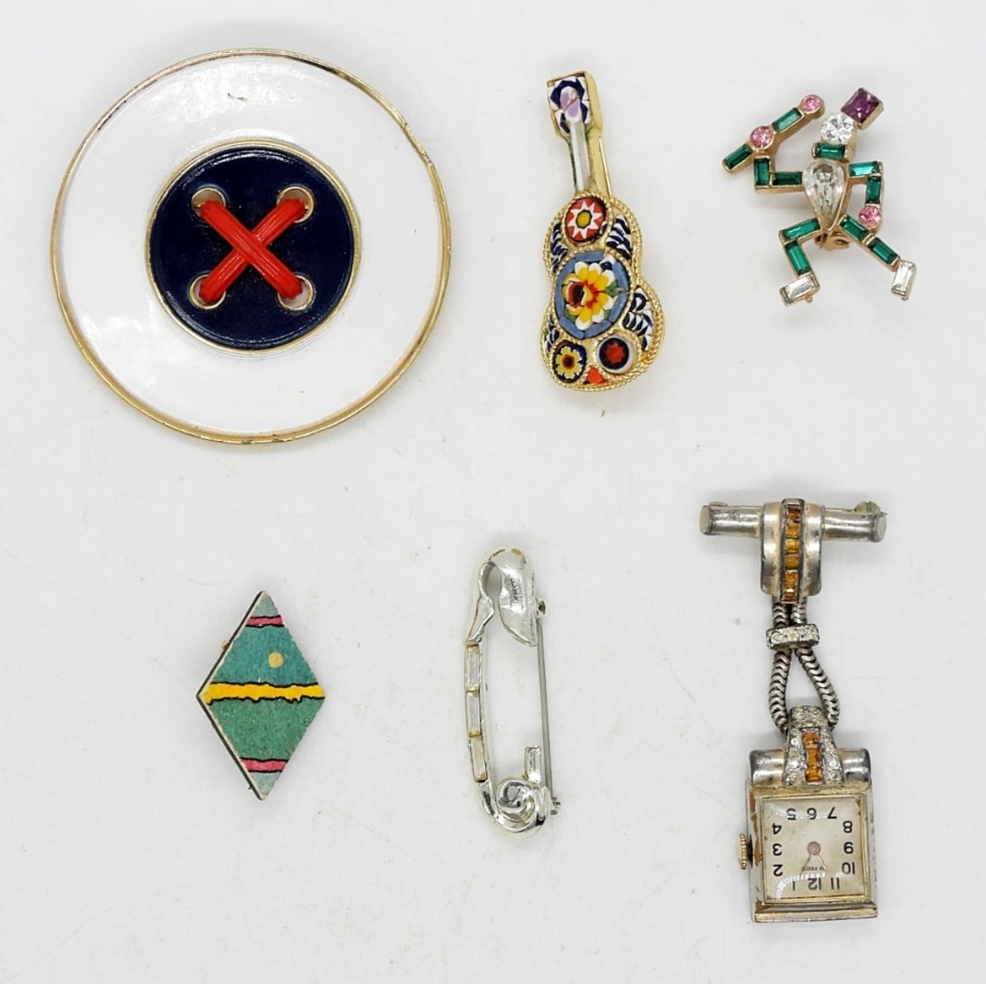 (6) UNIQUE BROOCH PINS: MOSAIC GUITAR, (1 of 2)