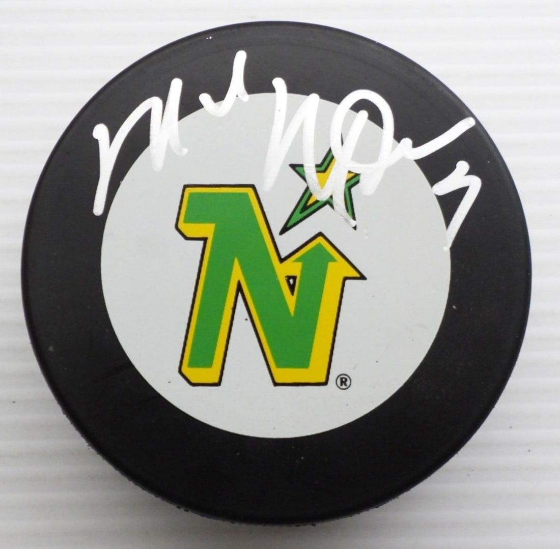 MIKE MODANO #9 SIGNED HOCKEY PUCK (1 of 2)