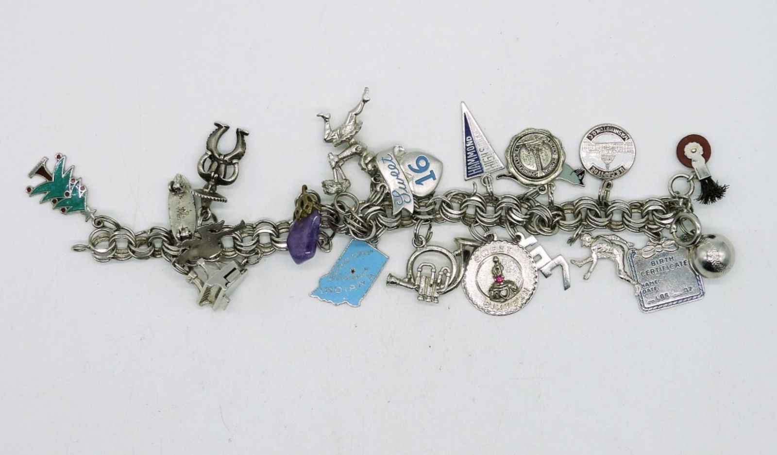 Vintage Charm Bracelet 925-19 Charms (1 of 3)