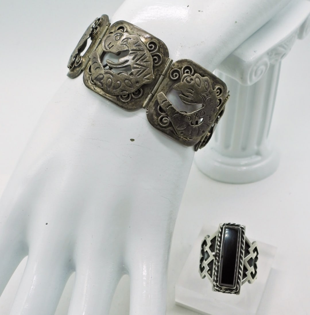 Sterling Taxco Onyx Set (1 of 5)