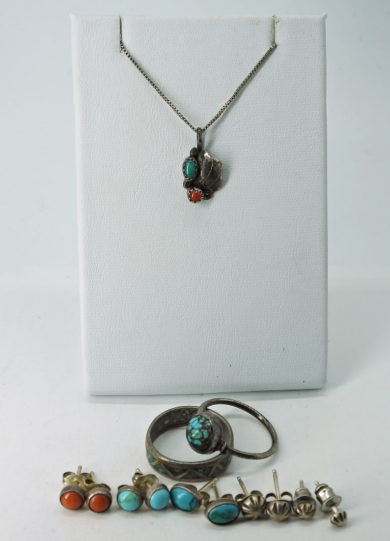 Vintage Sterling Turquoise Lot of 8 (1 of 4)