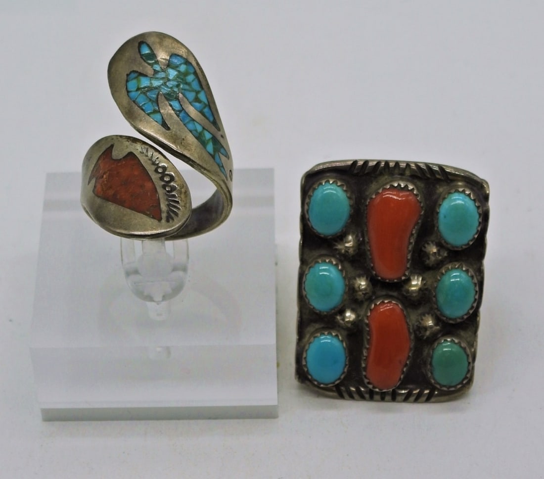 Vintage Navajo Rings-Sterling Turquoise (1 of 5)