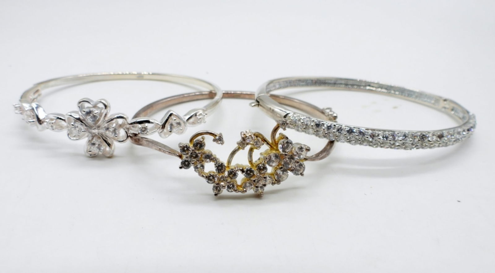 RHINESTONE STERLING HINGE BRACELETS (1 of 4)
