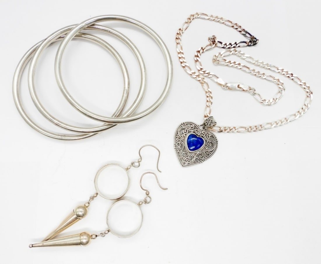 NECKLACE, EARRINGS & (3) BANGLES (1 of 2)