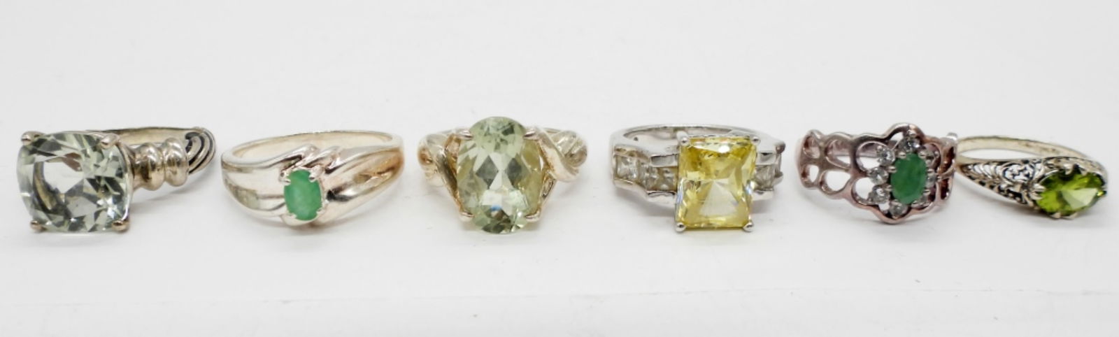 (6) GREEN GEMSTONE 925 STERLING RINGS (1 of 3)