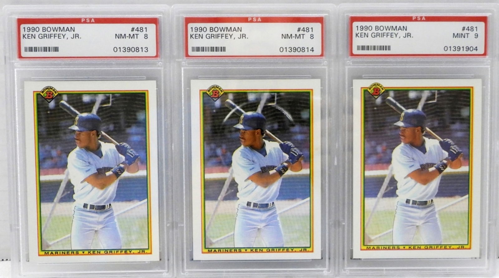 (3) 1990 KEN GRIFFEY JR #481 PSA MINT 9 (1 of 2)