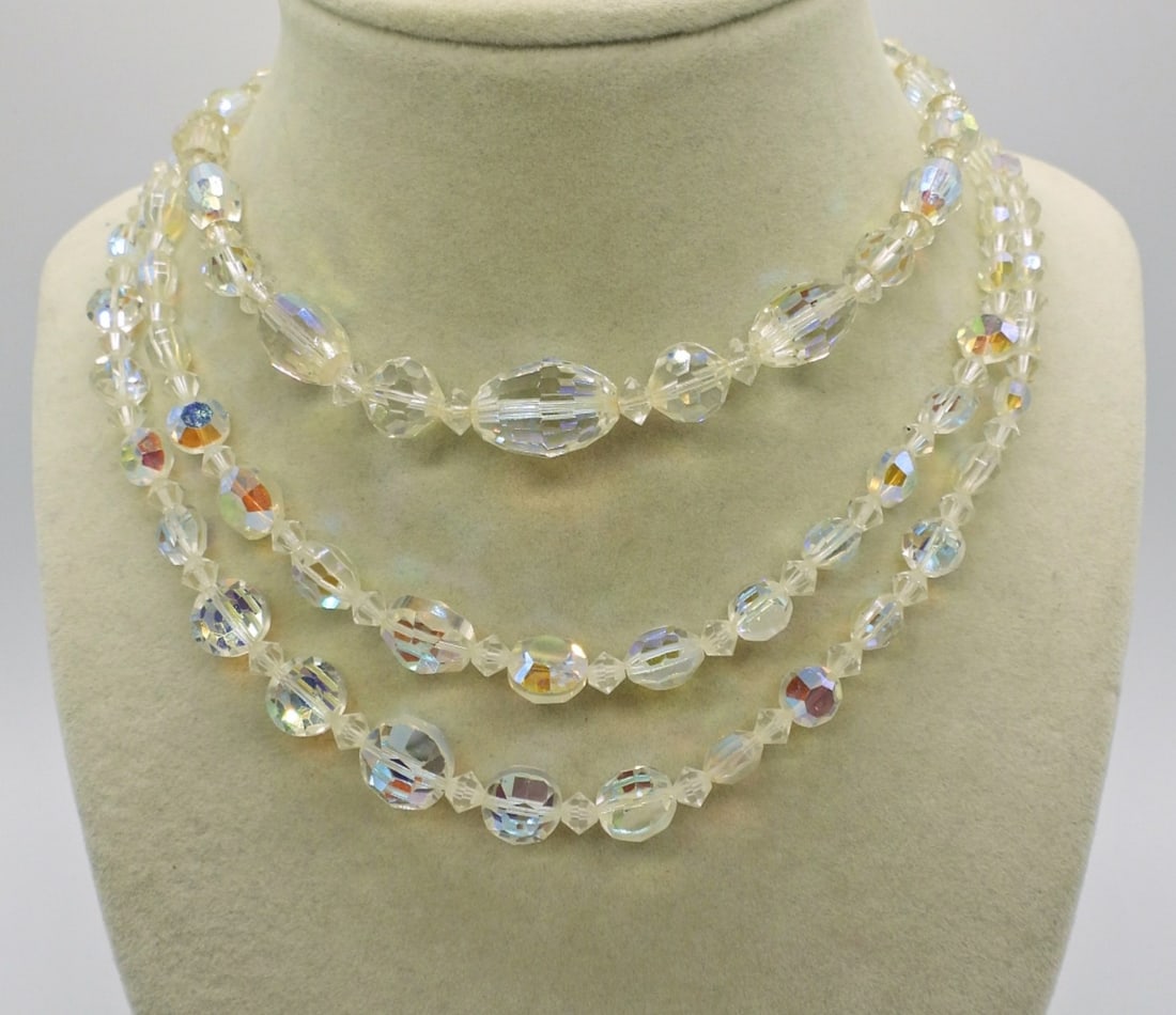 2 Vintage Crystal Necklaces: Two very pretty, vintage crystal necklaces. 16" &17".