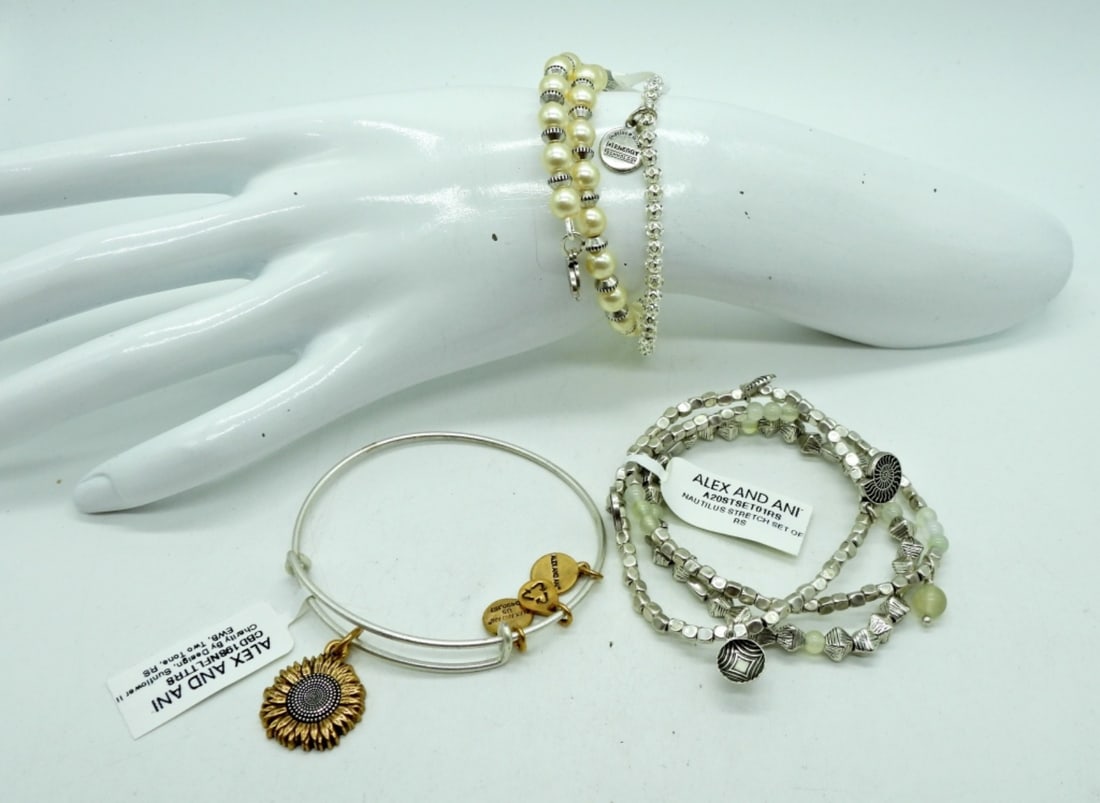 4 Alex & Ani Silvertone Bracelets (1 of 2)