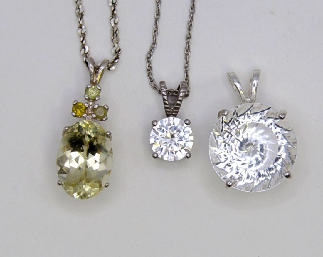 (2) GEMSTONE NECKLACES & (1) PENDANT (1 of 3)