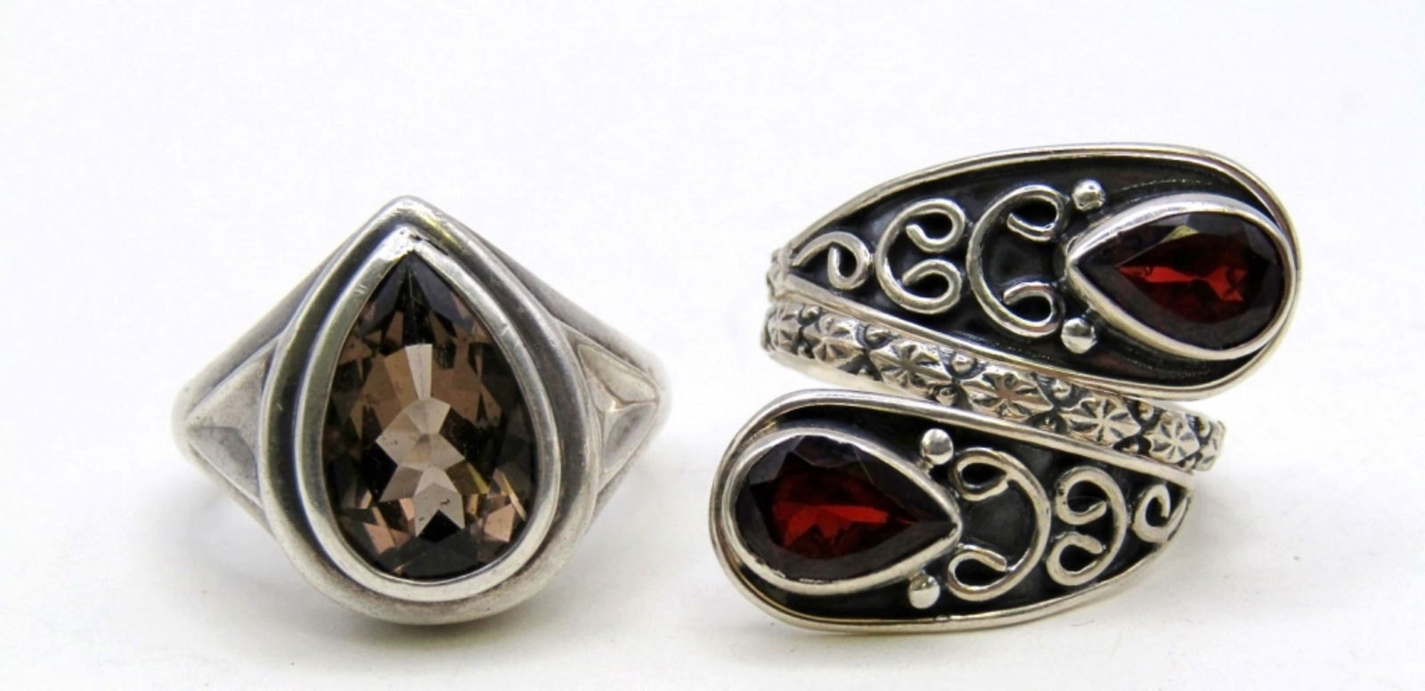 PEAR CUT GEMSTONE STERLING SILVER RINGS (1 of 3)