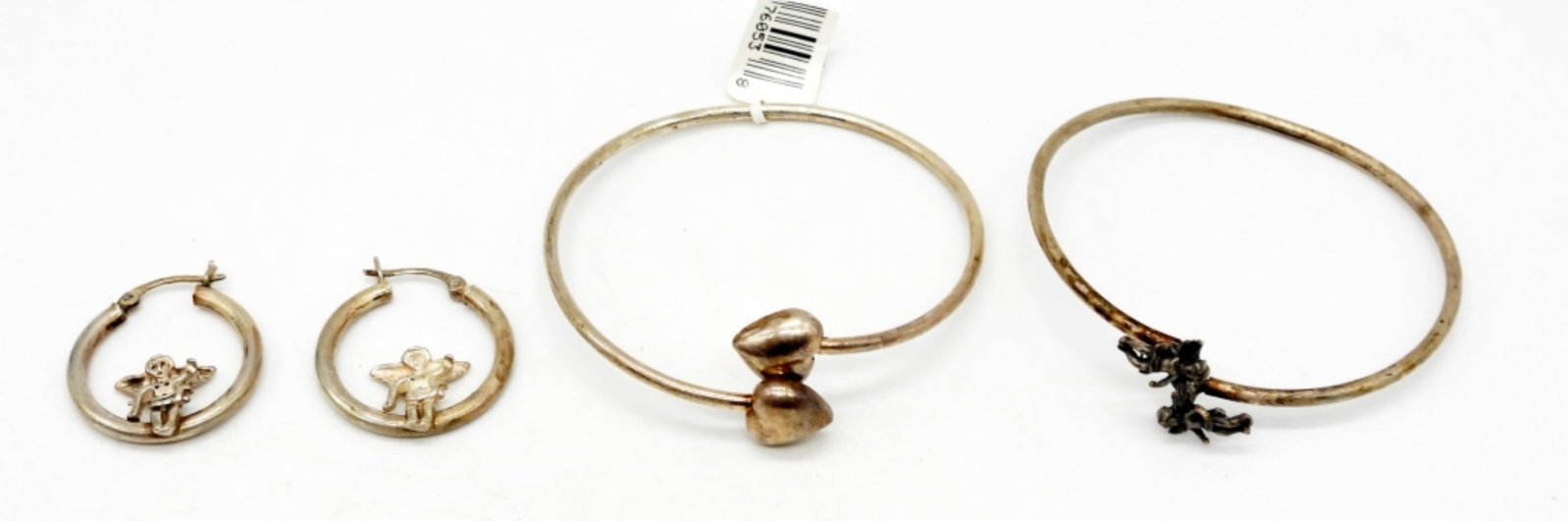 ANGEL STERLING JEWELRY LOT - EARRINGS: (2) BRACELETS (11 DWT)