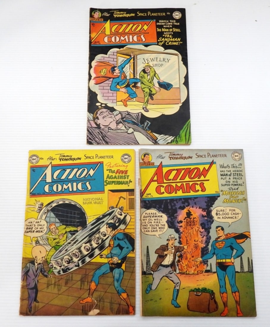 (3) VINTAGE 1950's DC ACTION COMICS (1 of 2)