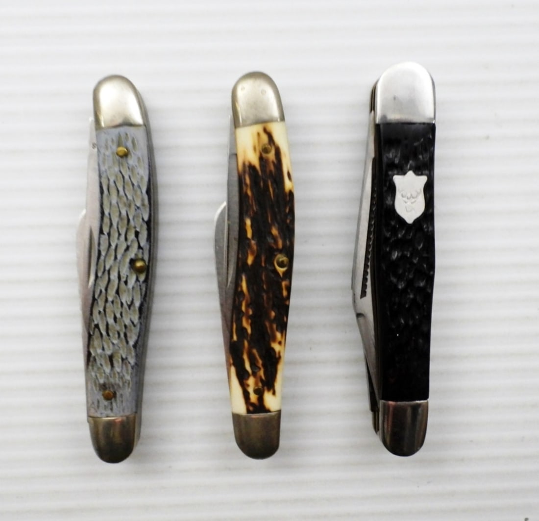 (3) STOCKMAN THREE BLADE KNIFE LOT  NICE (1 of 3)