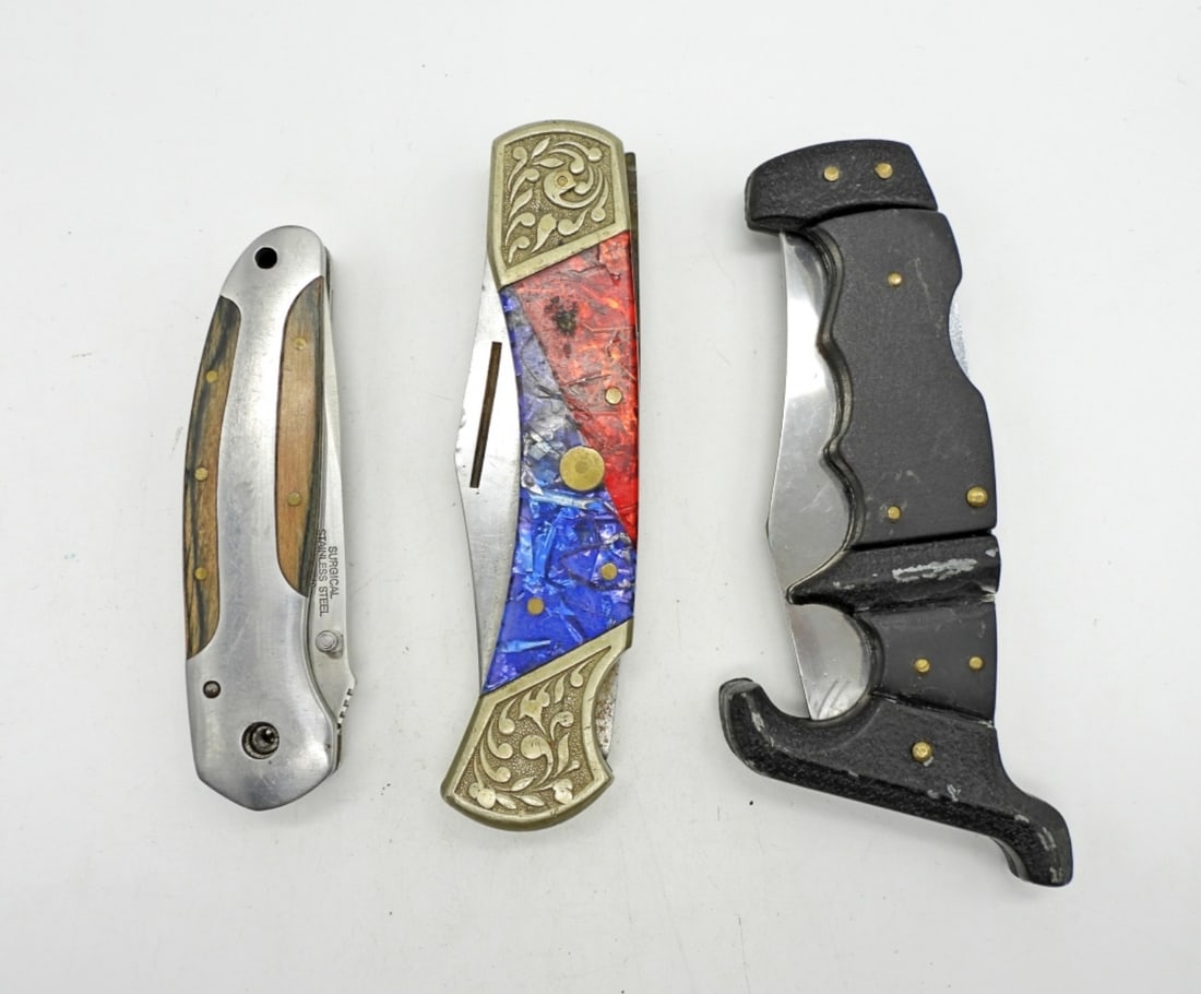 (3) Single Blade Vintage Lockback Pocket Knives (1 of 3)
