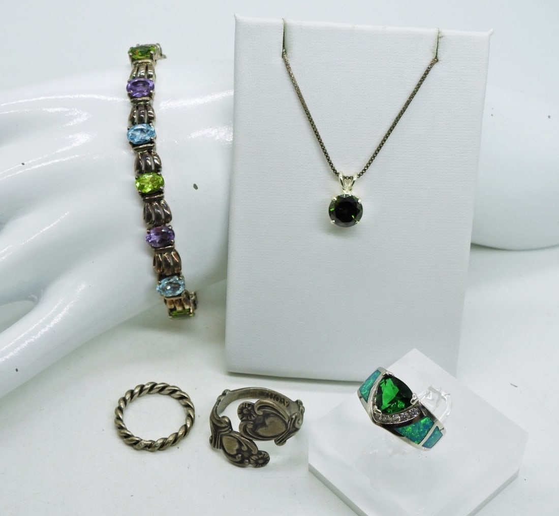 Sterling & Gemstone Set of 5 (1 of 3)