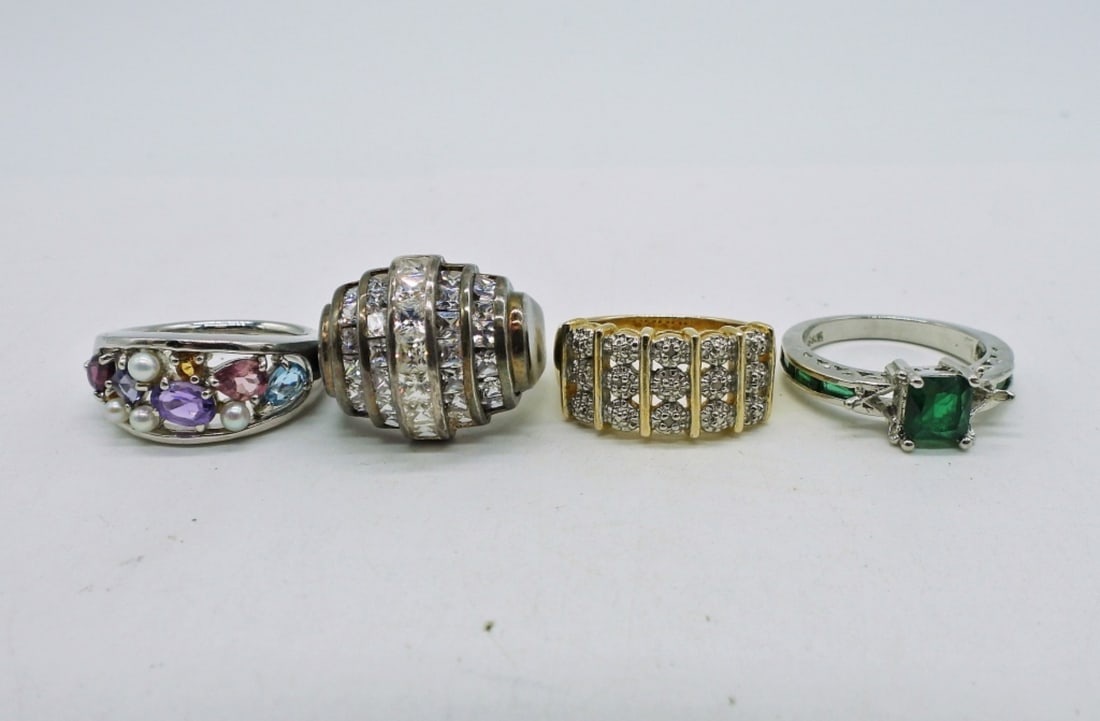 4 Sterling Gemstone Rings (1 of 2)