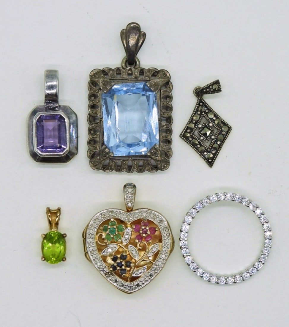 6 Sterling Gemstone Pendants (1 of 2)
