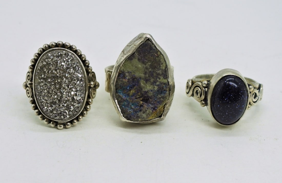 3 Sterling Gemstone Rings (1 of 2)