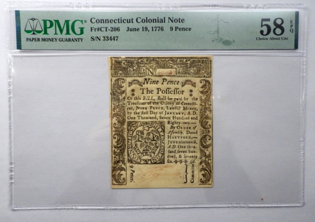 1776 CONNECTICUT COLONIAL NOTE PMG (1 of 4)