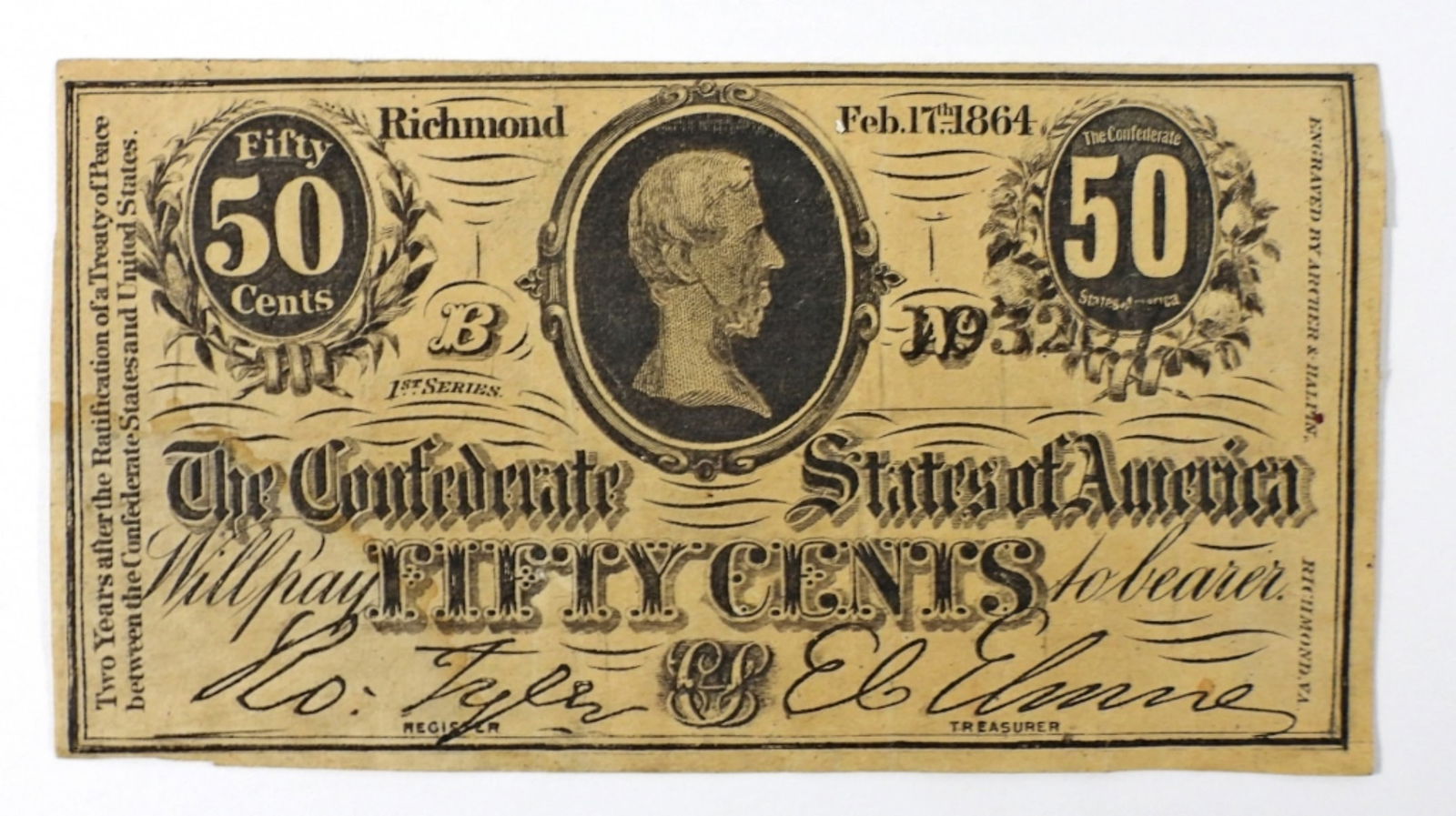 1864 50-CENT CONFEDERATE STATES OF AMERICA (1 of 2)