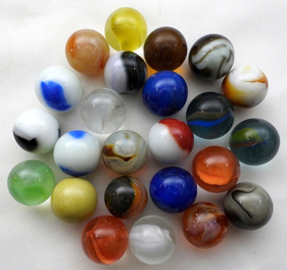 24 Vintage Shooter Marbles!: Measures at 1" inches; Variety of Colors & Types!