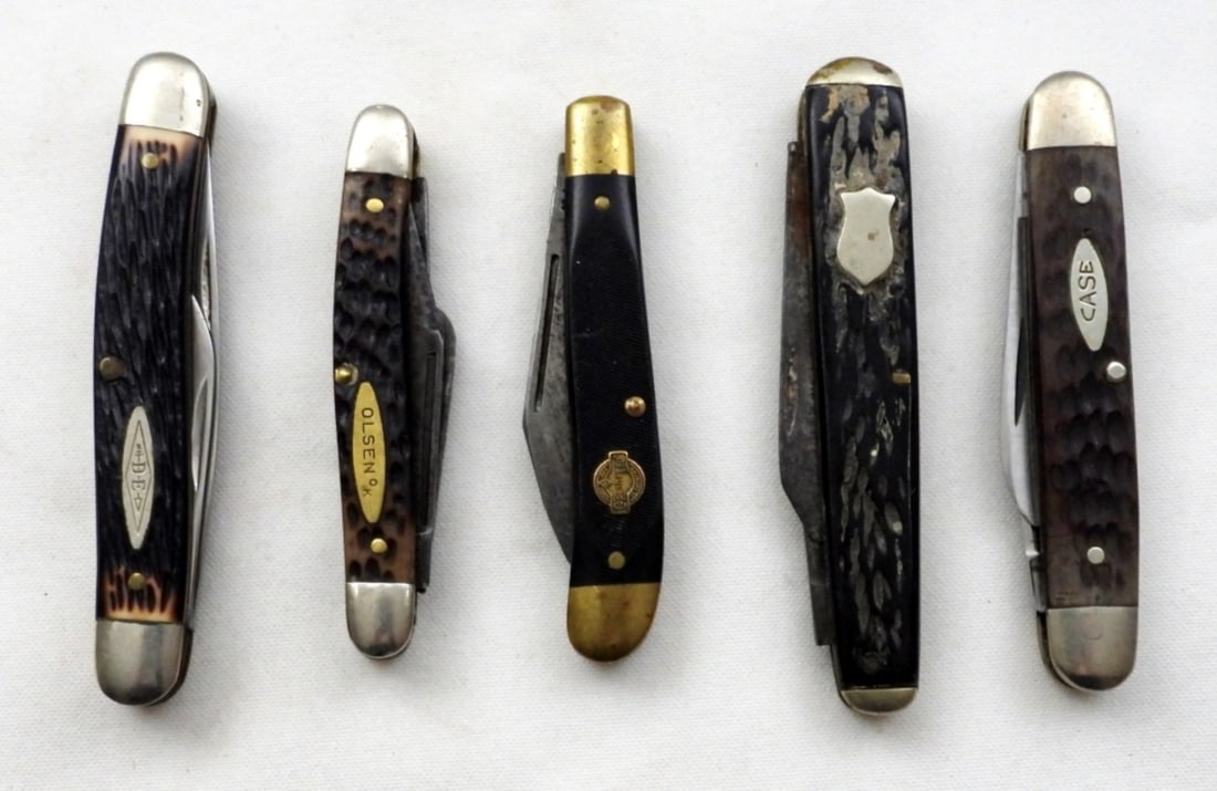 (5) VINTAGE POCKET KNIVES - CASE, OLSEN, (1 of 2)