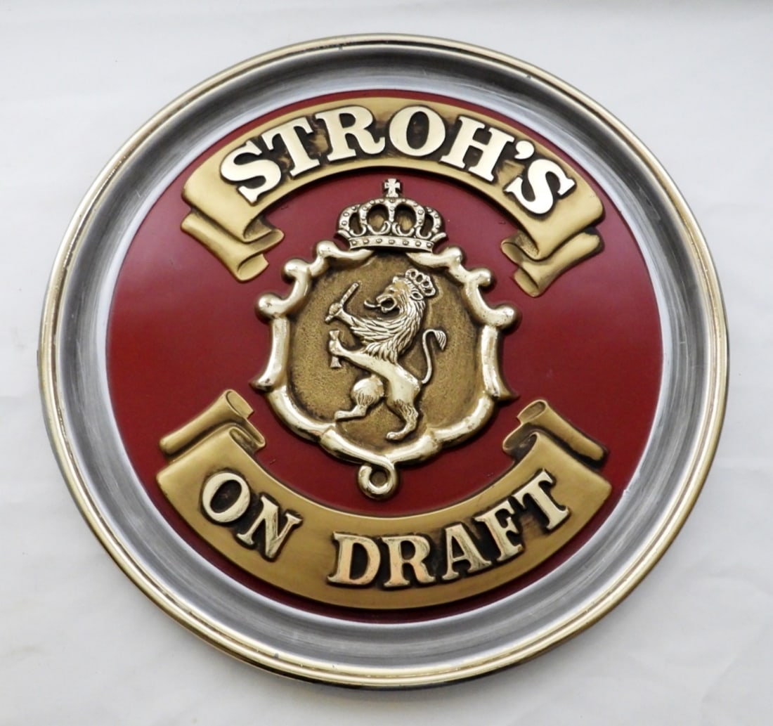 VINTAGE STROH's ON DRAFT BEER SIGN (1 of 2)