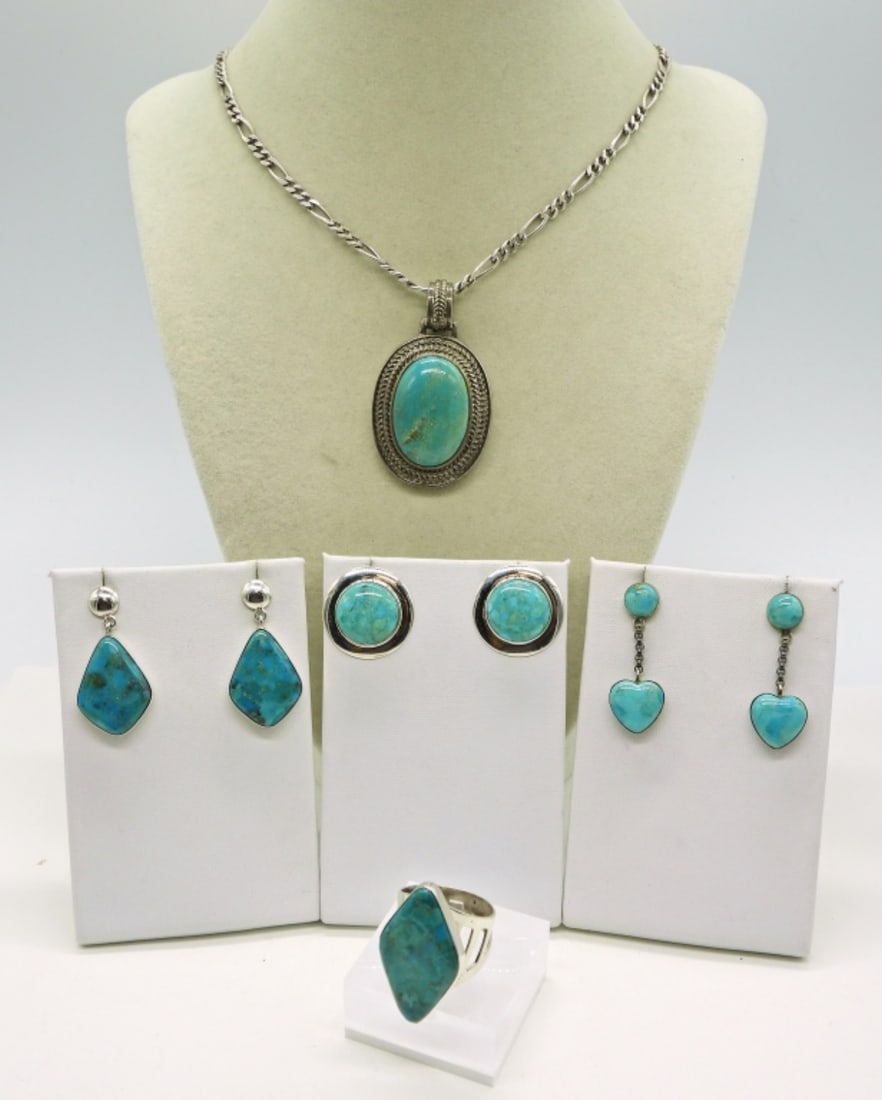 Sterling Set of 5 with Blue Gemstones (1 of 6)