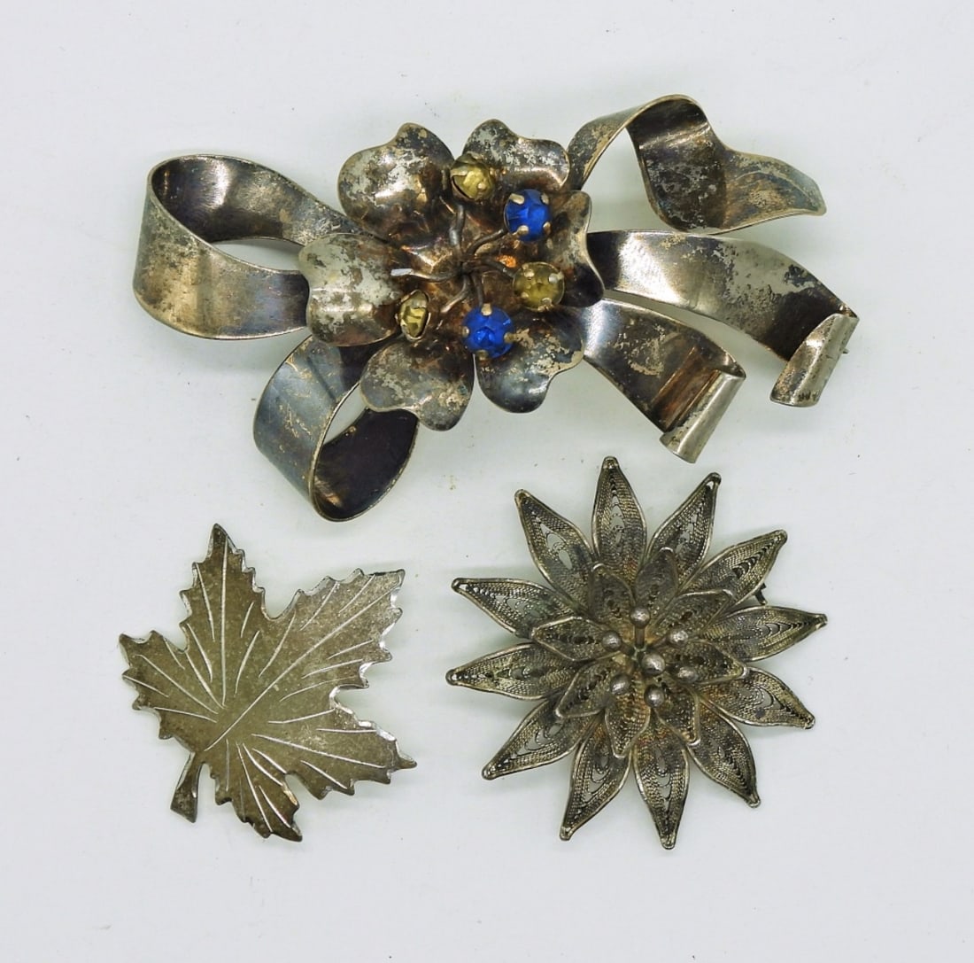 3 Vintage Sterling Brooches (1 of 2)