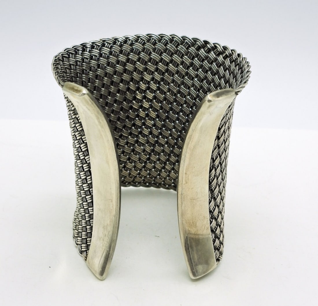 Huge Sterling Basket Weave Cuff (1 of 4)
