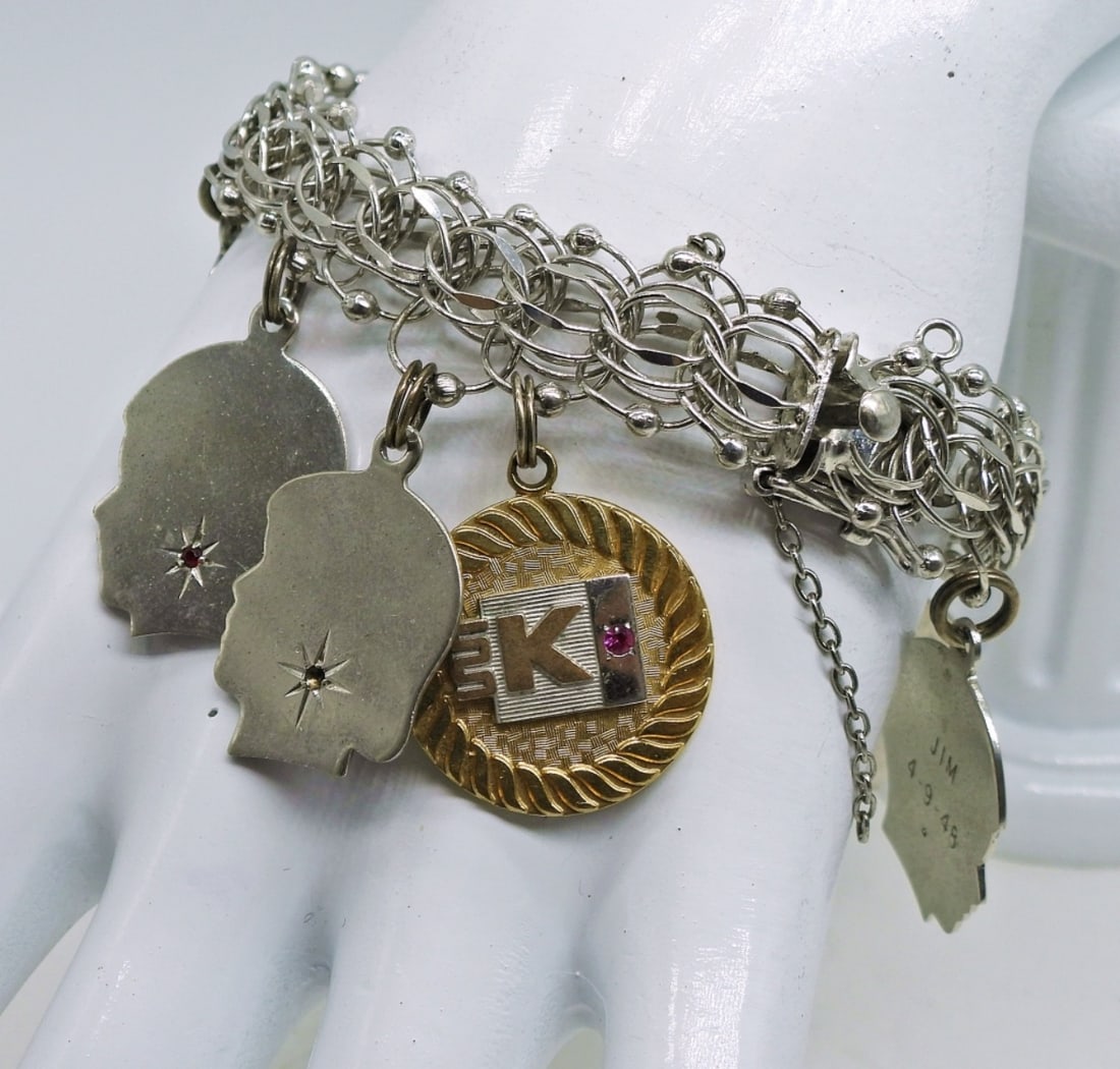 Sterling Charm Bracelet Circa 1950's (1 of 3)