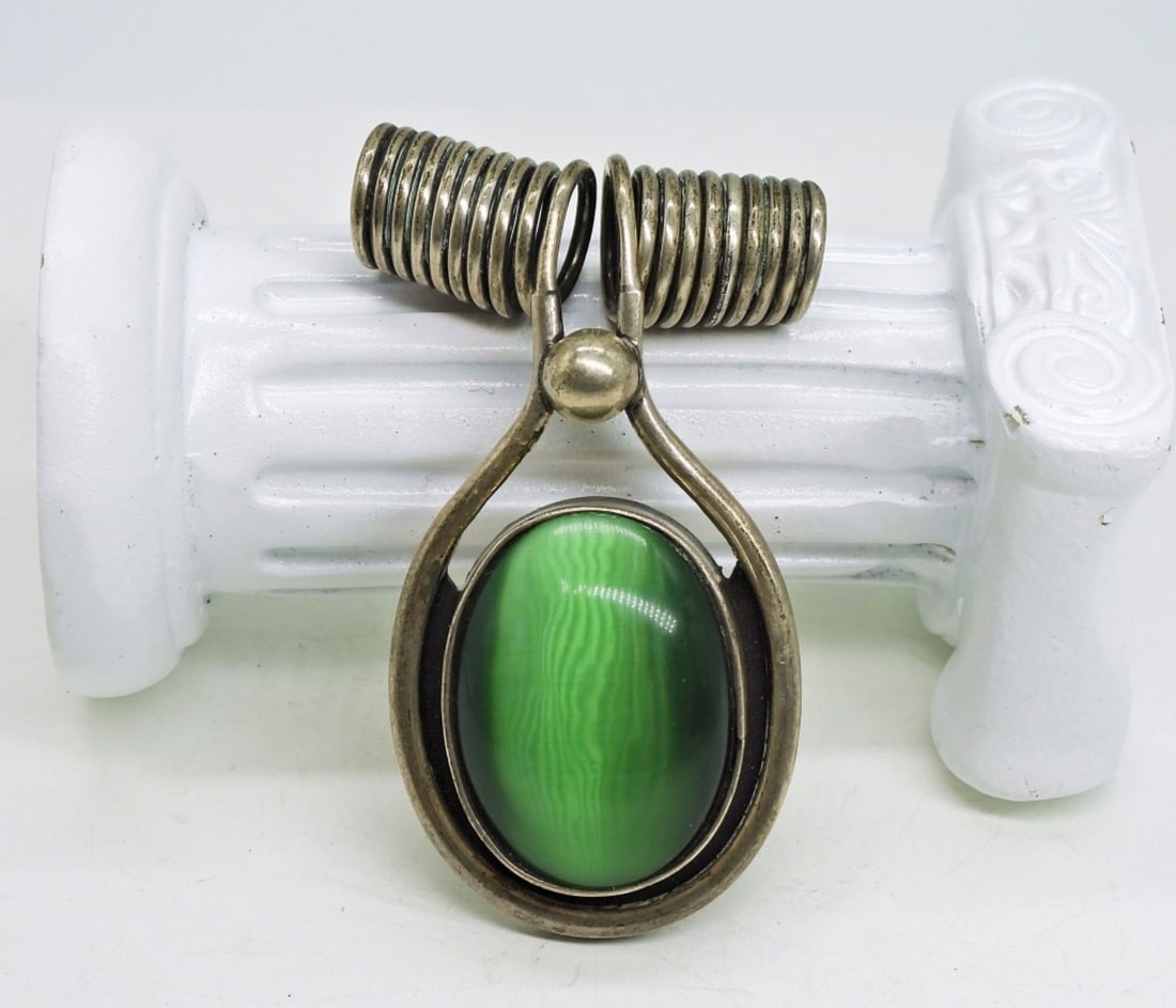 Green Cat's Eye Pendant-Sterling (1 of 3)