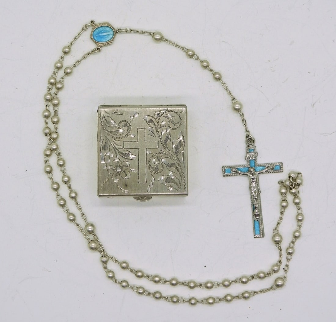 Sterling Trinket Box & Rosary (1 of 3)